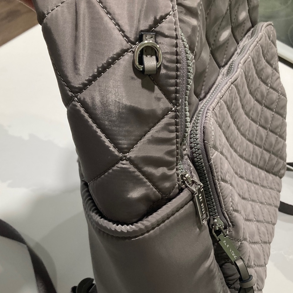 Gray Quilted Men's Backpack - Picture 4 of 7
